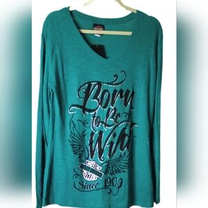 Harley-Davidson Green Long Sleeve Graphic Tee